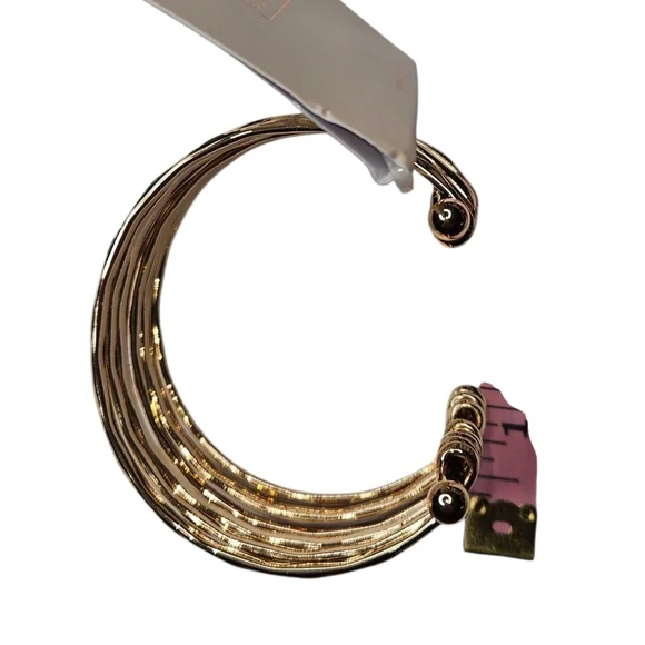 14th & Union Gold-Tone Hammered Cuff Bracelet, 2.5" Wide, NWT - Picture 4 of 7